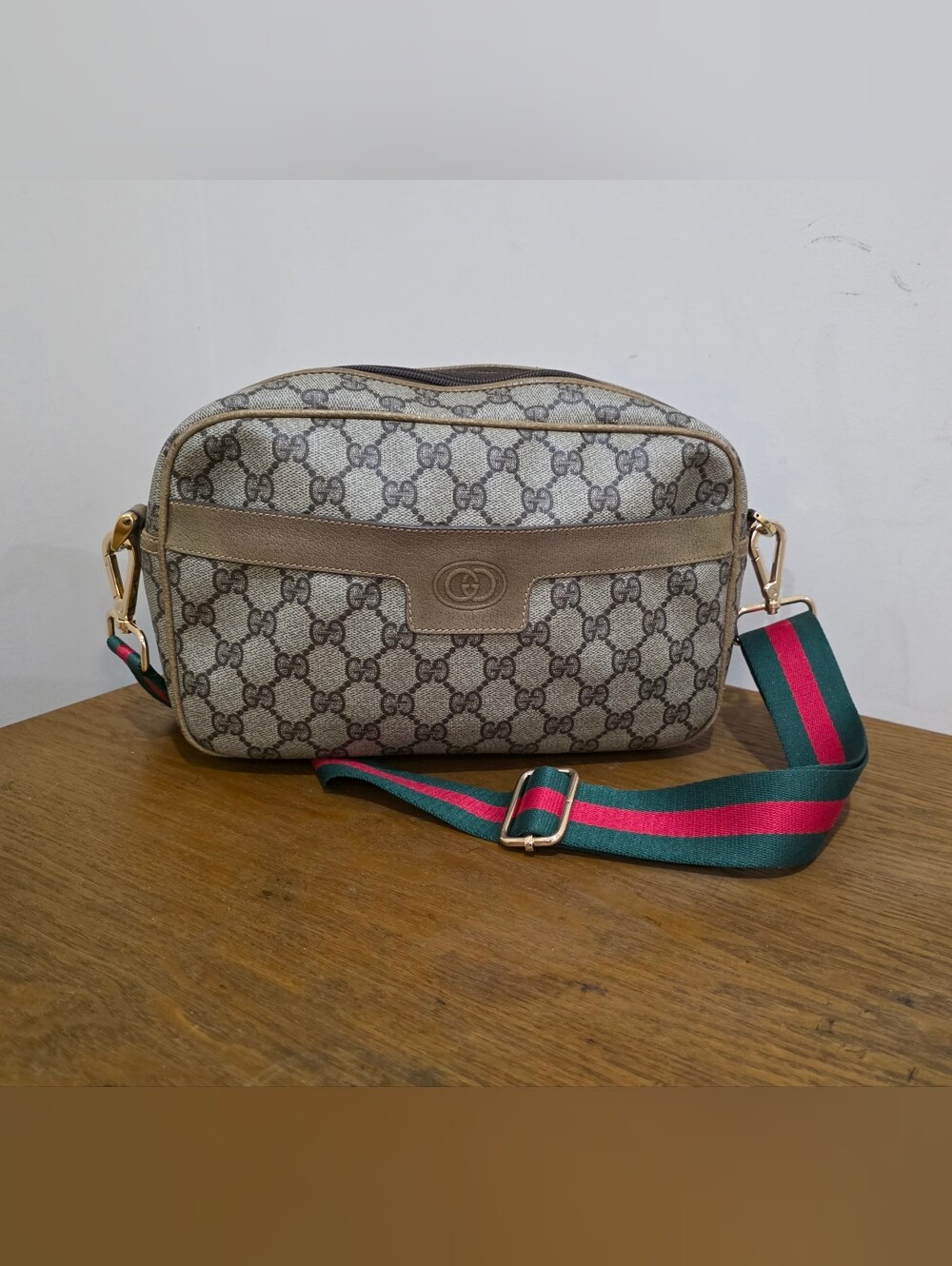 Gucci Coated Canvas Signature Leather Crossbody bag